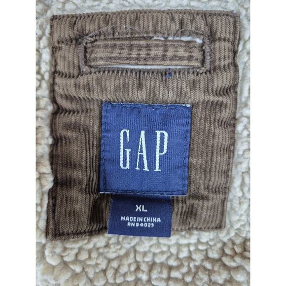 Gap Y2K VTG Brown Corduroy Fleece Lined Truckers Jacket Men Sz XL Distressed - Picture 6 of 7